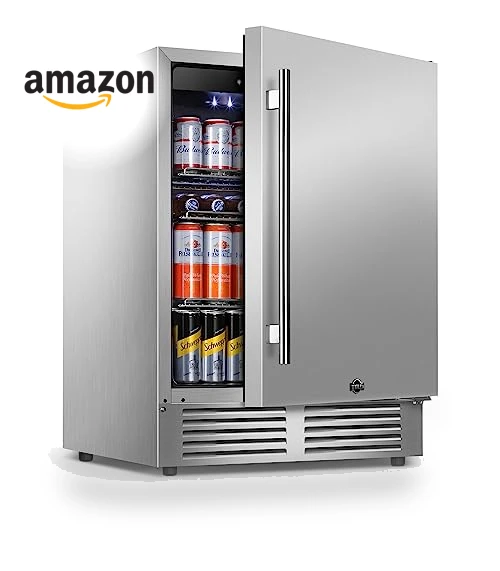 Outdoor Refrigerator 24 Inch Wide, Stainless Steel Beverage Refrigerator 176 Can — Mini Fridges, Tylza