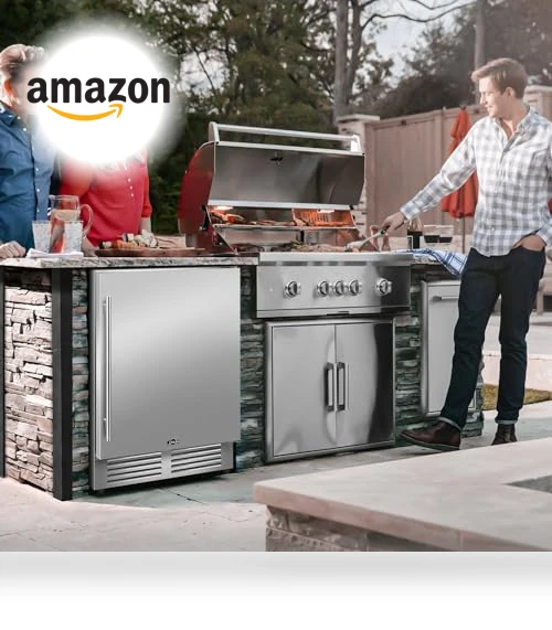 Outdoor Refrigerator 24 Inch Wide, Stainless Steel Beverage Refrigerator 176 Can — Mini Fridges, Tylza