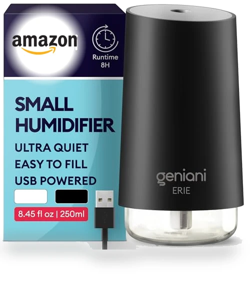 Portable Cool Mist Humidifier with Auto Shut Off & Night Light — Air Moisturizers, GENIANI