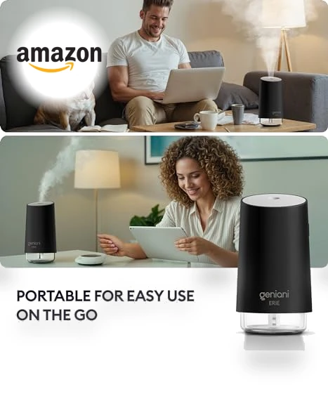 Portable Cool Mist Humidifier with Auto Shut Off & Night Light — Air Moisturizers, GENIANI