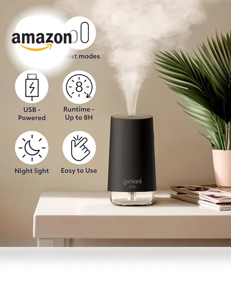 Portable Cool Mist Humidifier with Auto Shut Off & Night Light — Air Moisturizers, GENIANI