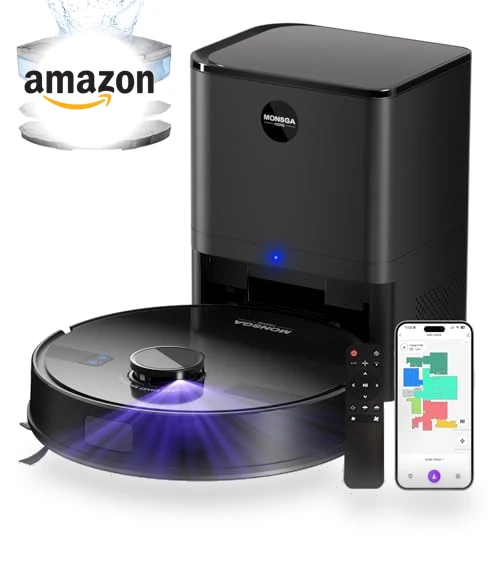 Robot Vacuum and Mop Combo with Self Emptying Station, Lidar Navigation — Smart Cleaning Robots, MONSGA
