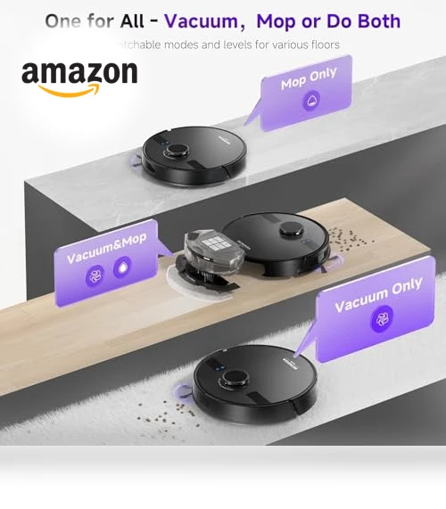 Robot Vacuum and Mop Combo with Self Emptying Station, Lidar Navigation — Smart Cleaning Robots, MONSGA
