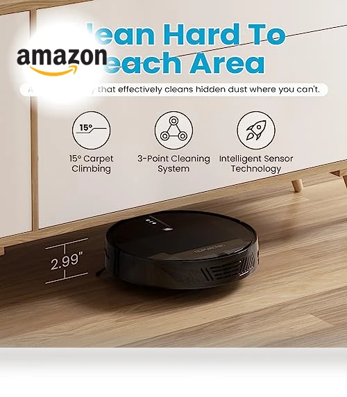 Robot Vacuum Cleaner with 3000Pa Suction, APP/Voice Control, Self-Charging — Smart Cleaning Robots, ROPVACNIC