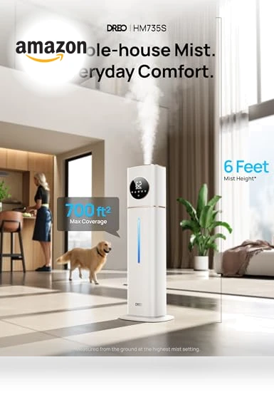 Smart Humidifier Large Room 700 ft², 100H Cool Mist Air Humidifiers for Bedroom — Air Moisture Control, Dreo