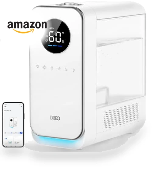 Smart Quiet Cool Mist Humidifier for Large Room, 5L with Alexa/Google — Air Moisturizers, Dreo