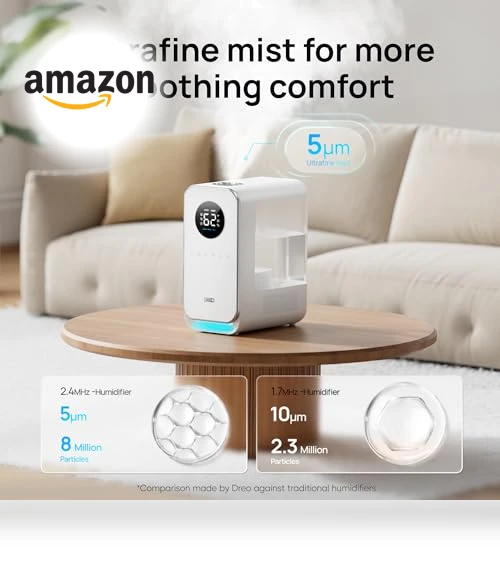 Smart Quiet Cool Mist Humidifier for Large Room, 5L with Alexa/Google — Air Moisturizers, Dreo