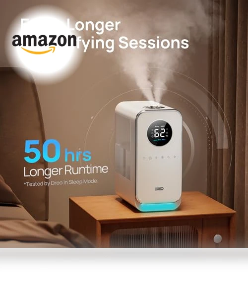 Smart Quiet Cool Mist Humidifier for Large Room, 5L with Alexa/Google — Air Moisturizers, Dreo