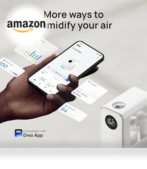 Smart Quiet Cool Mist Humidifier for Large Room, 5L with Alexa/Google — Air Moisturizers, Dreo