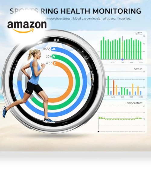 Smart Ring Fitness Tracker - Health Sleep Heart Rate Blood Oxygen Blood Pressure Monitor — Smartwatches, GANSI