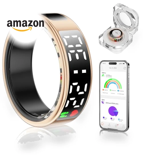 Smart Ring Health Tracker with Display Screen & Touch Button — Wearable Accessories