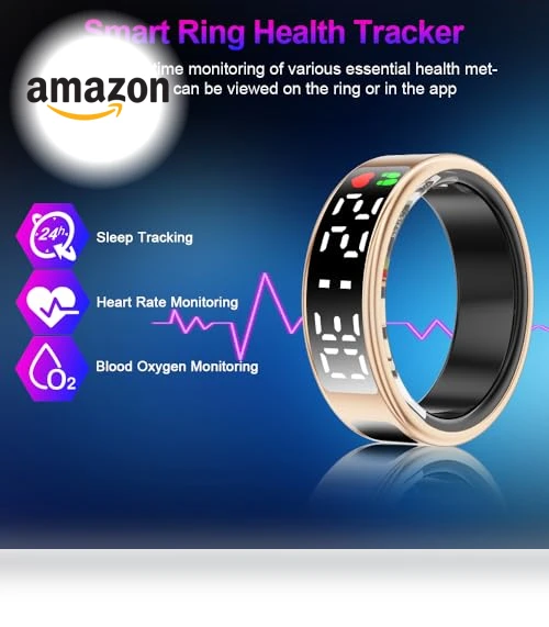 Smart Ring Health Tracker with Display Screen & Touch Button — Wearable Accessories