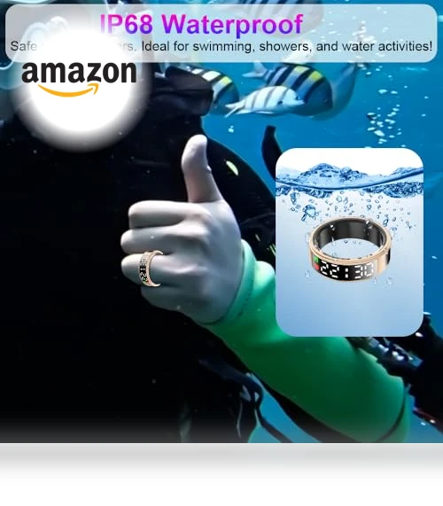 Smart Ring Health Tracker with Display Screen & Touch Button — Wearable Accessories