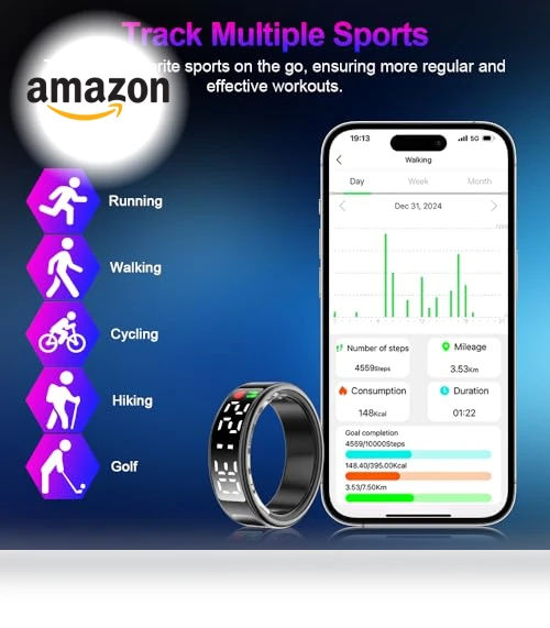 Smart Ring Health Tracker with Display Screen & Touch Button — Smart Rings