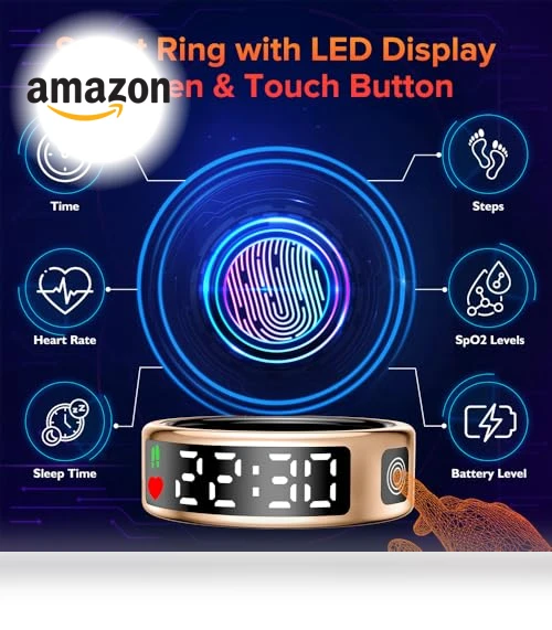 Smart Ring with LED Display, Health Tracker for Sport, Heart Rate, Sleep Monitoring — Smart Rings, Mefoma