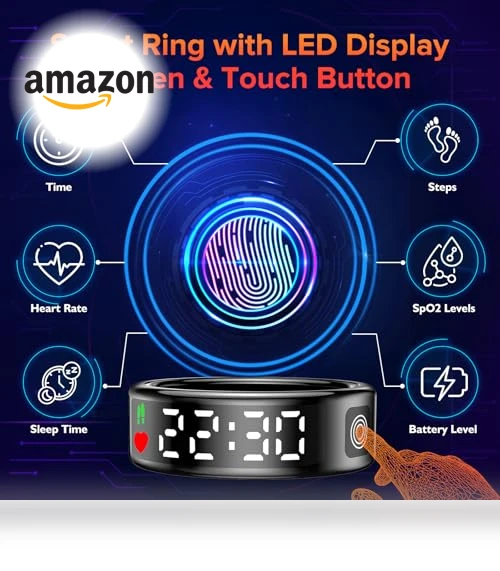 Smart Ring with LED Display, Health Tracker for Sports and Sleep Monitoring — Smartwatches, Mefoma