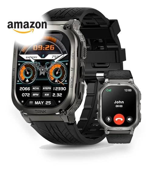 Smart Watch with 60 Days Battery, 5ATM Waterproof, AMOLED Display — Smartwatches, AMAZTIM