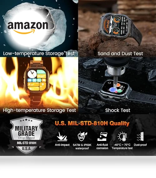 Smart Watch with 60 Days Battery, 5ATM Waterproof, AMOLED Display — Smartwatches, AMAZTIM