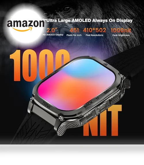 Smart Watch with 60 Days Battery, 5ATM Waterproof, AMOLED Display — Smartwatches, AMAZTIM