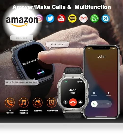 Smart Watch with 60 Days Battery, 5ATM Waterproof, AMOLED Display — Smartwatches, AMAZTIM