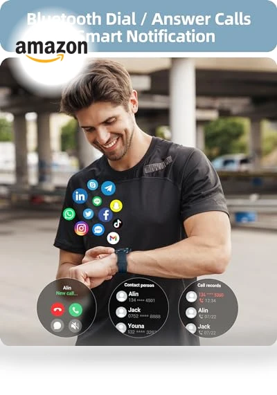 Smart Watch with Call Function, Fitness Tracker, Heart Rate Monitor, IP68 Waterproof — Smartwatches, Parsonver