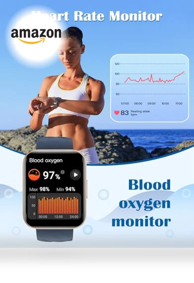 Smart Watch with Call Function, Fitness Tracker, Heart Rate Monitor — Smartwatches, RUIMEN