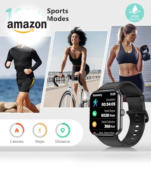 Smart Watch with Heart Rate Monitor, 100+ Sports Modes, IP68 Waterproof — Smartwatches, Blackview