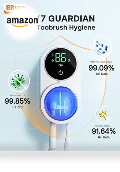 Toothbrush Cleaner & Holder with LED Smart Screen, Rechargeable — Travel Toothbrush Holders, Bitvae