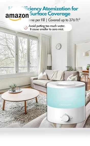 Ultrasonic Cool Mist Humidifier - 1.5L Capacity, Whisper-Quiet, Adjustable Mist, Auto Shut-Off — Air Moisturizers, MEGAWISE