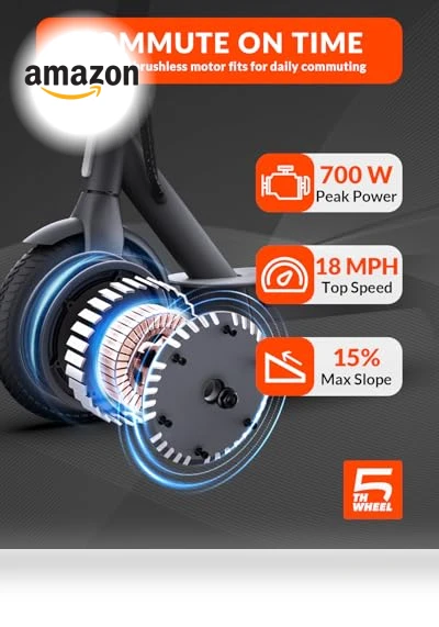V30PRO Electric Scooter, 10" Solid Tires, 350W Motor & 18 MPH, 19.9 Miles Range — Electric Self-Balancing Scooters, 5TH WHEEL