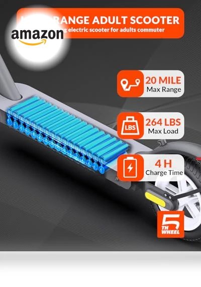 V30PRO Electric Scooter, 10" Solid Tires, 350W Motor & 18 MPH, 19.9 Miles Range — Electric Self-Balancing Scooters, 5TH WHEEL