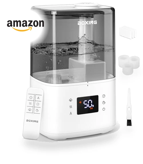 Warm and Cool Mist Humidifier with Remote, 4.5L — Air Moisture Control, BOXING