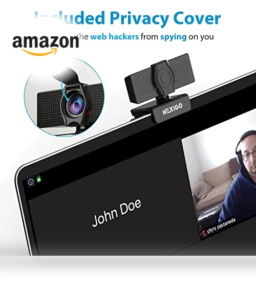 1080P Webcam with Microphone, Adjustable FOV, Zoom & Privacy Cover — Video Cameras, NexiGo
