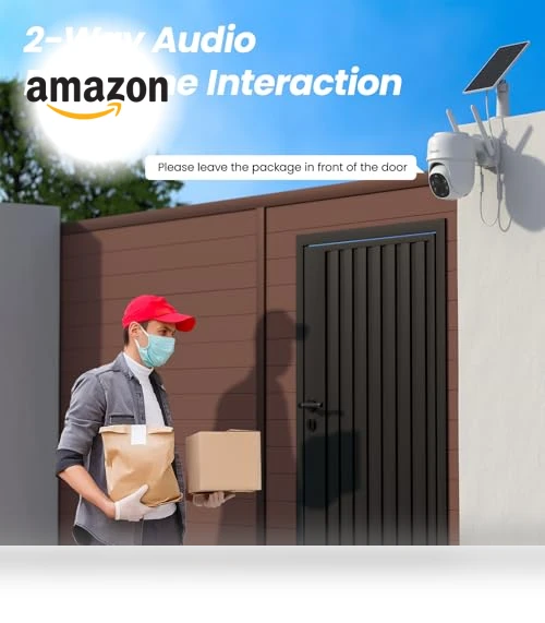 2K Outdoor Security Camera with Solar Power, 360° Viewing, Human Detection — Smart Home Security, cinnado