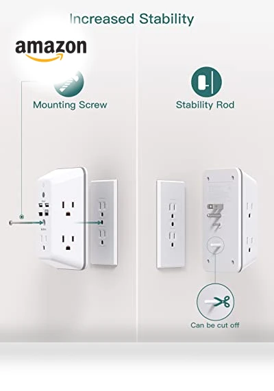 5-Outlet Splitter with 4 USB Ports and Night Light — Power Solutions & Surge Protection, Addtam