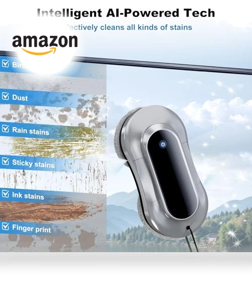 AI Window Cleaning Robot with Auto Water Spray & Remote Control — Smart Cleaning Robots, eTRY