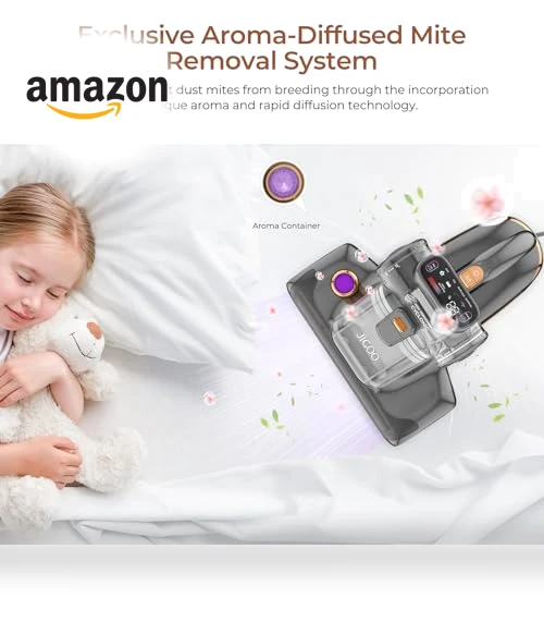 Bed Vacuum Cleaner with UV-C Light, 15Kpa Suction, 700W Powerful Double Cup Handheld Vacuums — Vacuums, JIGOO