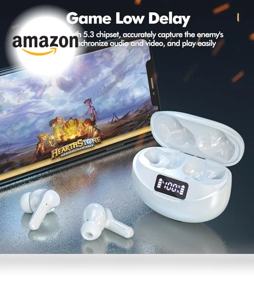 Bluetooth 5.3 Wireless Earbuds with ENC Noise Cancelling Mic — In-Ear Headphones, Bcaikair