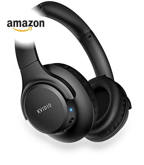 Bluetooth Headphones Over Ear, 65 Hours Playtime with Deep Bass — In-Ear Headphones, KVIDIO