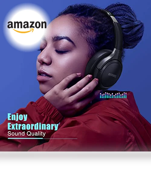Bluetooth Headphones Over Ear with 65H Playtime, 6 EQ Modes, HiFi Stereo — In-Ear Headphones, BERIBES