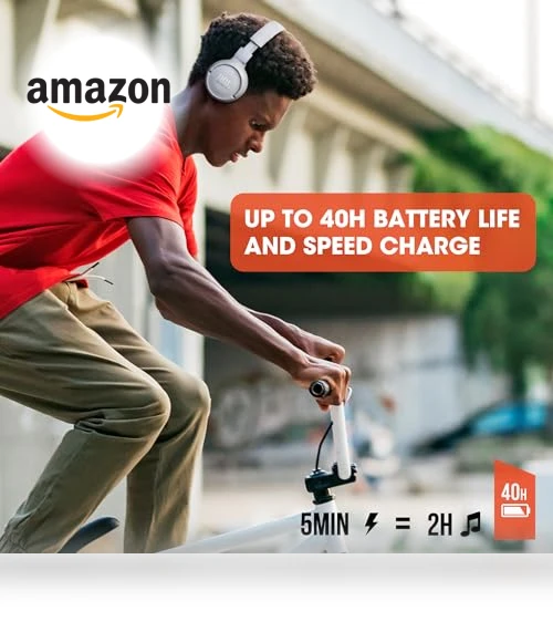 Bluetooth Headphones with 40 Hours Battery, Foldable Design — On-Ear Headphones, JBL