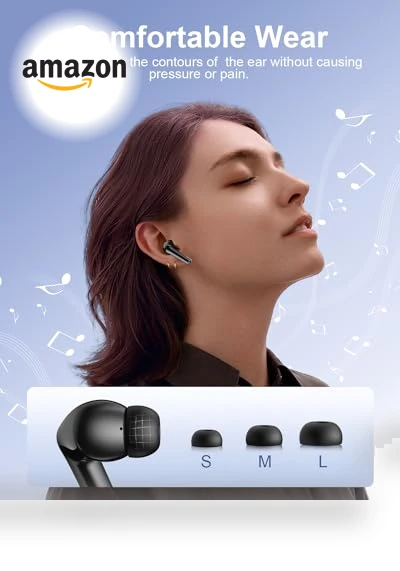 Bluetooth Wireless Earbuds with Deep Bass, 40H Playtime, IPX7 Waterproof — In-Ear Headphones, Daximen