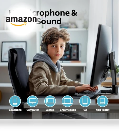 Classroom Headphones Bulk 10 Pack - Kids Wired Headphones with Microphone — In-Ear Headphones, AILIHEN