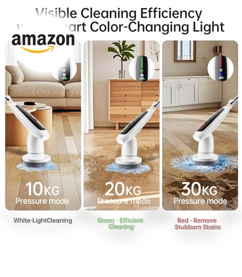 Cordless Electric Spin Scrubber with 8 Replaceable Heads — Brushes, DEPURE