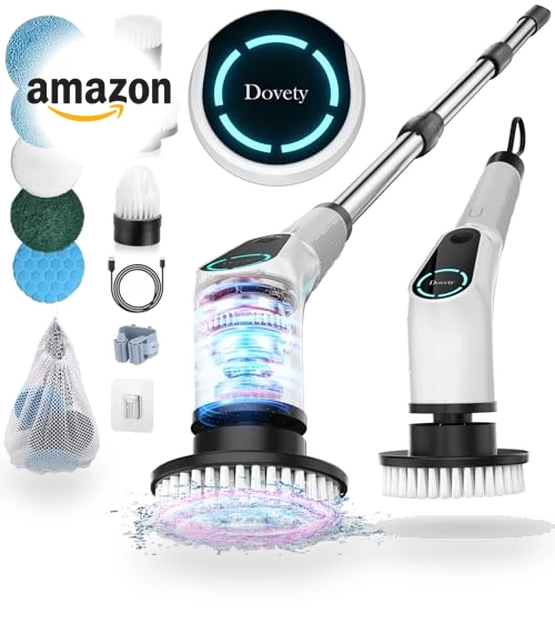 Cordless Electric Spin Scrubber with 8 Replaceable Brush Heads — Brushes, Dovety