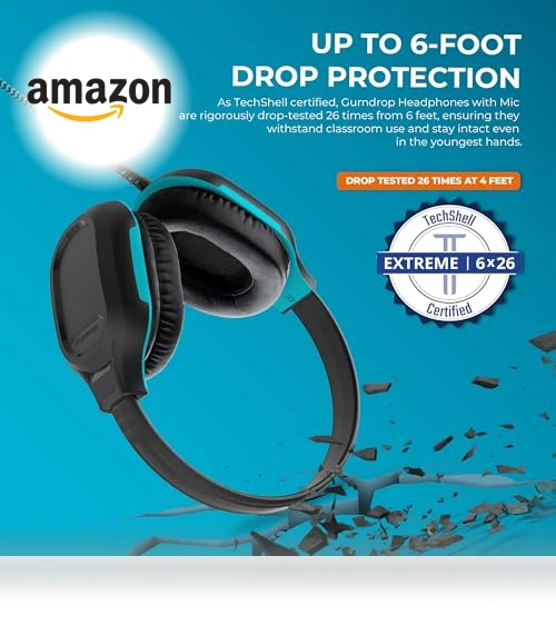 DropTech On-Ear Wired Headphones for Kids - 10 Pack — In-Ear Headphones, Gumdrop Cases