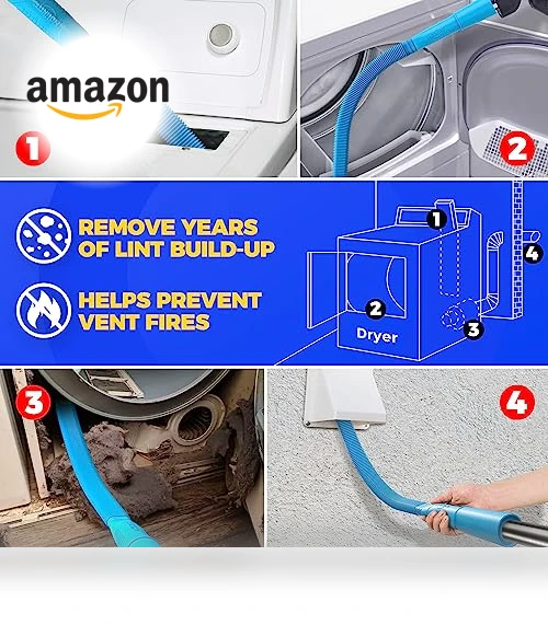 Dryer Vent Cleaner Kit with Vacuum Hose Attachment and Brush — Sweepers, Holikme