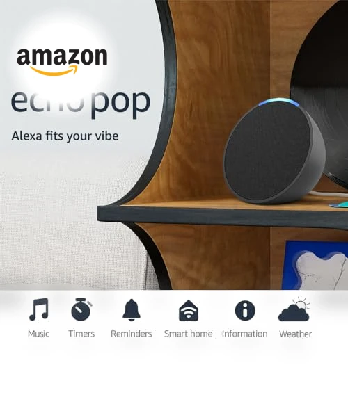 Echo Pop Smart Speaker with Alexa — Compact Voice Recorders, Amazon