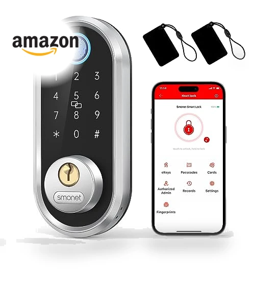 Fingerprint Electronic Deadbolt Door Lock with Keypad and Bluetooth — Smart Home Security, SMONET