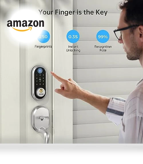 Fingerprint Electronic Deadbolt Door Lock with Keypad and Bluetooth — Smart Home Security, SMONET